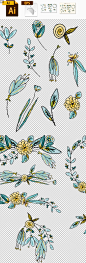 PNG免抠eps矢量AI森系唯美水彩蓝色花环叶子植物服装印花图案素材-淘宝网