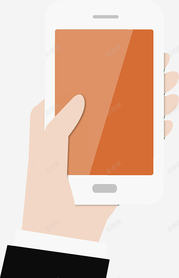 手拿橘色屏幕的手机图 设计图片 免费下载...