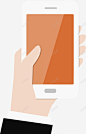 手拿橘色屏幕的手机图 设计图片 免费下载 页面网页 平面电商 创意素材