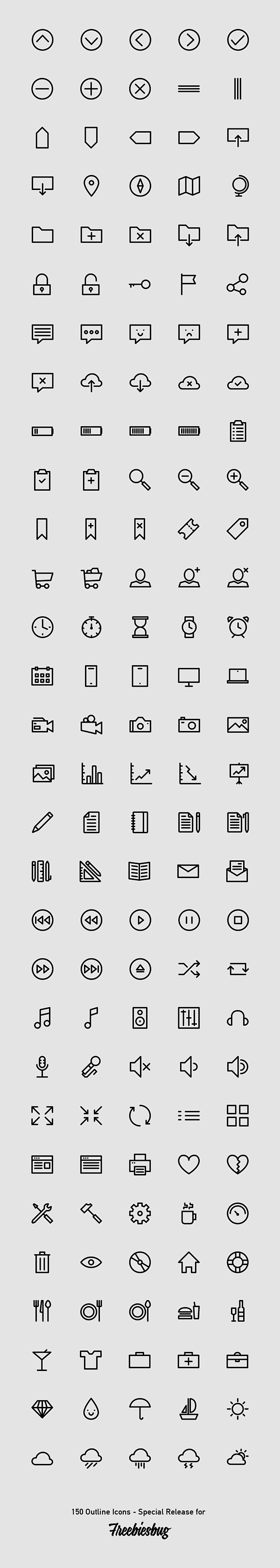 150 outlined icons