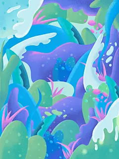 梦幻糖果渐融风风景插画