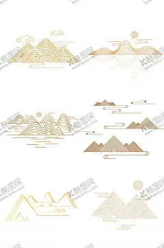 中国风线描山水元素 【酷图网】线描插画,中国风元素,简约,山脉,太阳,中国风插画,国风插画,国风山水,云纹,中国风云纹,简约风,山水元素,山水矢量,矢量元素