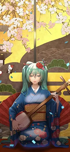 #无水印动漫壁纸# 唯美插画初音未来歌姬壁纸 ​​​​