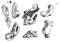 mechanical studies from some gundam booksfocused on form and mechanical joints/connections: