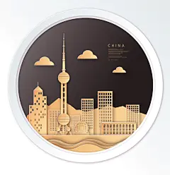 中国风折纸剪纸插画
