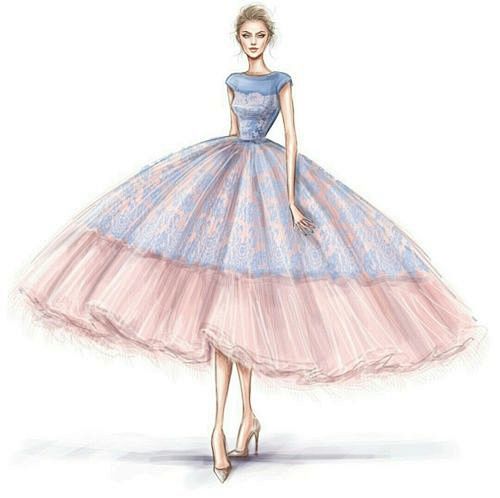 欧美人物穿搭手绘插画 礼服 #搭配##插...