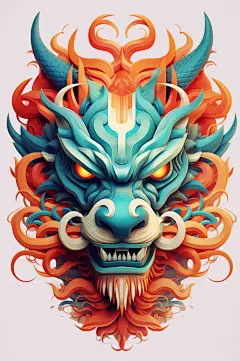 AI数字艺术龙年卡通中国龙插画元素-众图网