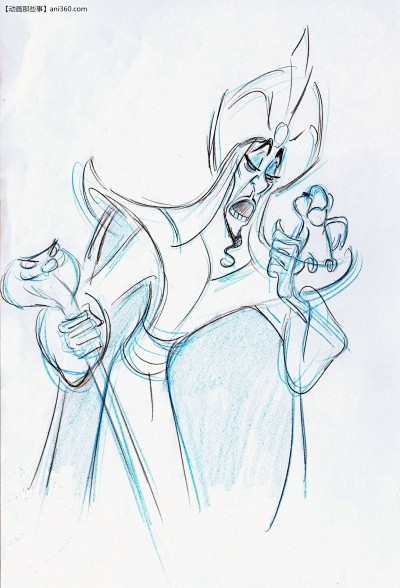 迪士尼经典阿拉丁jafar角色设计手稿