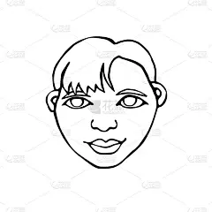 轮廓的脸的人。手绘线条艺术插图。一个男人、女人、男孩、女孩的头，在一个涂鸦的风格，孤立在一个白色的背