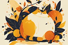 小猫咪卡通卡片小橘猫插画素材