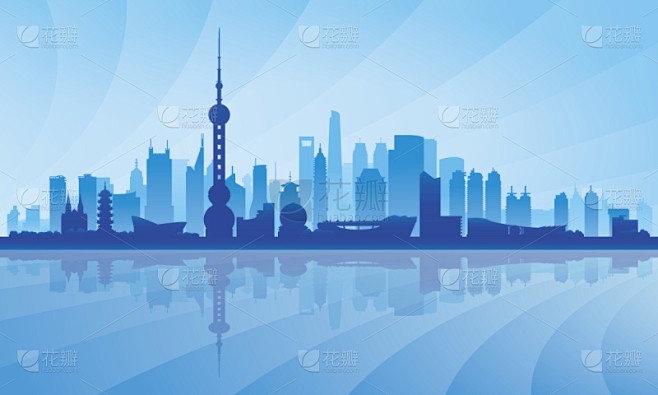 上海,城市天际线,背景,天空,美,外立面,夜晚,绘画插图,户外,剪影