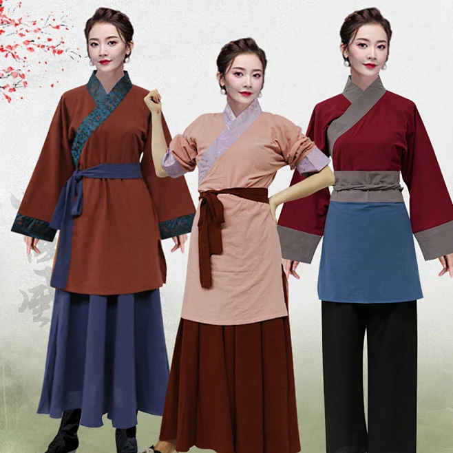 古代農民平民百姓棉麻布女漢服掌櫃孫二孃古裝店小二村姑演出服裝- Taobao-花瓣网