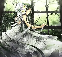 【纯洁的少女】婚纱特辑 : “婚纱”是新娘的象征。很多人都曾憧憬那洁白无瑕的婚纱吧。现在，说到婚纱通常想到的都是白色。但是这个白色婚纱这个印象真正人心，则是在1840年英国的维多利亚女王身穿纯白的婚纱举办婚礼之后。从此，纯白色的婚纱不仅成为了英国国内新娘们憧憬的礼服，欧洲和亚洲地区的新娘们也都非常憧憬。
这次就为大家送上角色们身穿洁白美丽的婚纱的插画作品特辑。
