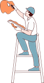 通用家装装修工人人物插画-刷墙工人男