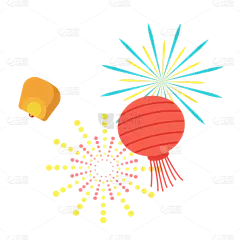 卡通感元宵节灯笼元素贴纸