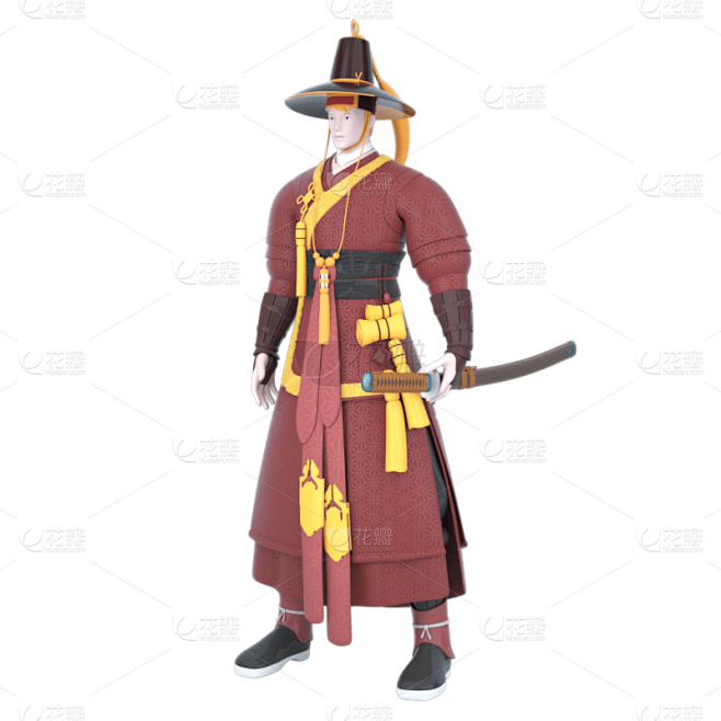 2.5D带刀侍卫古代表演人物元素贴纸