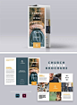 Modern Church Trifold Brochure. Available in both Photoshop and InDesign templates.    Size: 8.5” x 11” / Customizable Trifold Brochure Template / Photoshop PSD Template / InDesign + IDML Templates / Links to Free Fonts / Background and photos included in