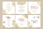 金色花纹装饰婚礼卡片