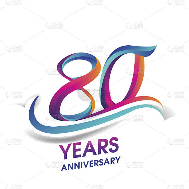 80周年庆典标志为蓝色和红色。