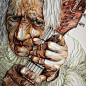 《 Babushka 》老妇人，纸雕艺术家 Yulia Brodskaya 的人像纸艺。
