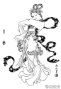 刘公华白描人物之工笔白描仕女图002：宫舞