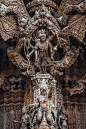 神女神木雕雕像，外部建筑，真理圣殿，泰国