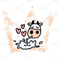 绘画插图,乱画,米色,矢量,家牛,动物手,荷尔斯泰因,纹理效果,绘制,喝