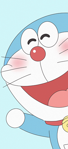 [2436×1125]爱心 哆啦a梦 叮当猫 笑容 开心 蓝色 苹果手机动漫壁纸
