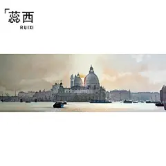 蕊西欧式复古怀旧手绘城堡风景墙纸无纺布客厅电视背景墙壁纸壁画