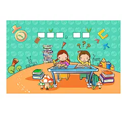 风景画卡通学生唯美插画