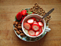 almond dessert tofu with sliced strawberries, almonds, strawberries, and ryvita crispbread