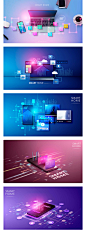 科技感互联网手机电脑产品应用智慧生活智能办公海报PSD设计素材-淘宝网