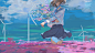 Anime 3840x2160 XilmO anime anime girls flowers sailor uniform windmill original characters JK 2D short hair closed eyes brunette