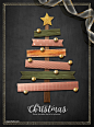 圣诞节礼物礼盒圣诞树促销活动海报