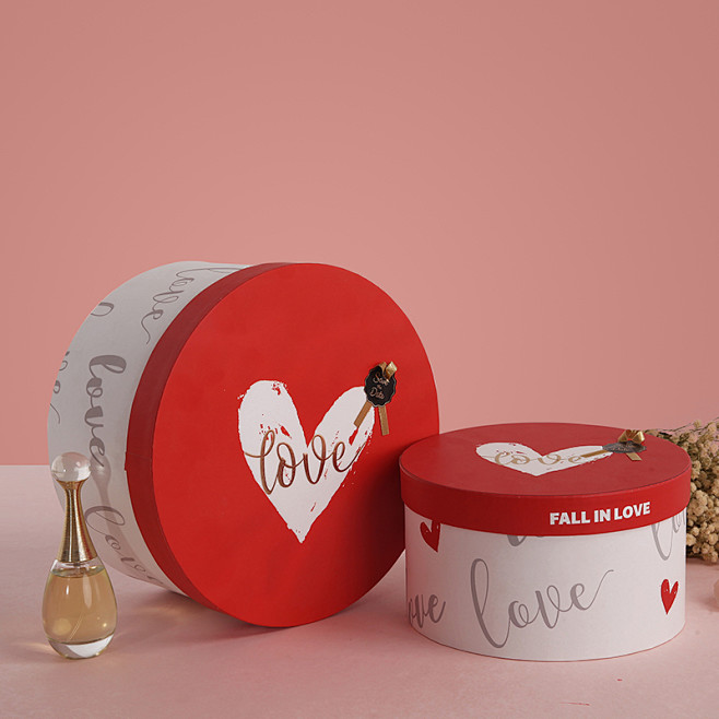 新品浪漫爱心love创意圆形情人节礼品盒...
