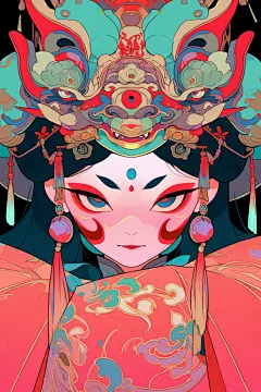 京剧花旦人物形象插画