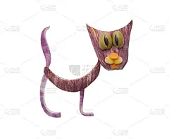 茄子和胡萝卜做的有趣的猫