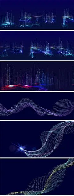 炫酷科技感粒子空间感贝塞尔曲线曲面流动效果海报元素背景AI素材-淘宝网