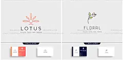 创意简笔画美容女装花卉LOGO模板卡片名片标志LOGO设计VI矢量素材-淘宝网