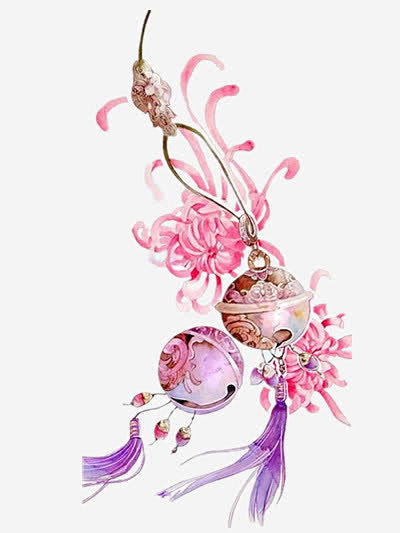 红色铃铛古风铃铛菊花