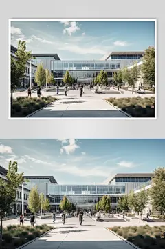 AI数字艺术教学楼校园场景摄影图-众图网