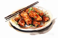 水彩插画美味传统美食水彩插画