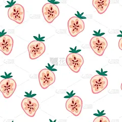 草莓无缝模式。甜蜜,美味的浆果。织物，包装，纺织品，壁纸，服装的纹理。夏日浆果背景。手绘矢量卡通插图