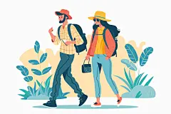 扁平风旅游高清简约插画