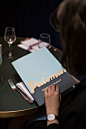 Menu with gold foil detail designed by Here for Soho restaurant The Palomar: