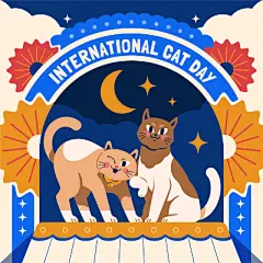 卡通可爱关爱宠物动物小猫咪陪伴主人慵懒萌趣插画海报ai设计素材-淘宝网