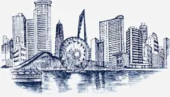 手绘城市建筑免抠素材 平面电商 创意素材 png素材