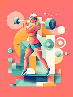 扁平风健身体育锻炼插画