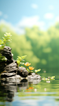 花瓣素材_通用电商促销户外绿植场景3D立体C4D场景背景图片素材_193369617