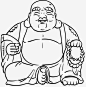 黑白风格弥勒佛矢量 https://88ICON.com 符号 卡通佛教 矢量佛教 大佛 黑白风格 弥勒佛 佛教元素 佛教